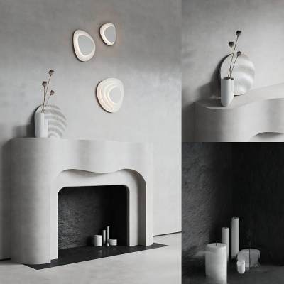 侘寂风水泥壁炉